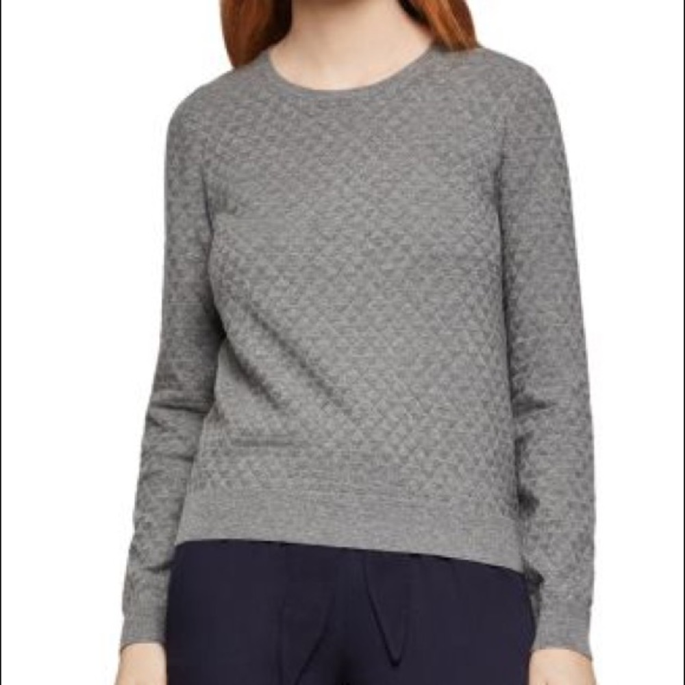 ❤️ BCBGeneration Diamond Textured Crewneck Sweater Heather Grey Knit Medium